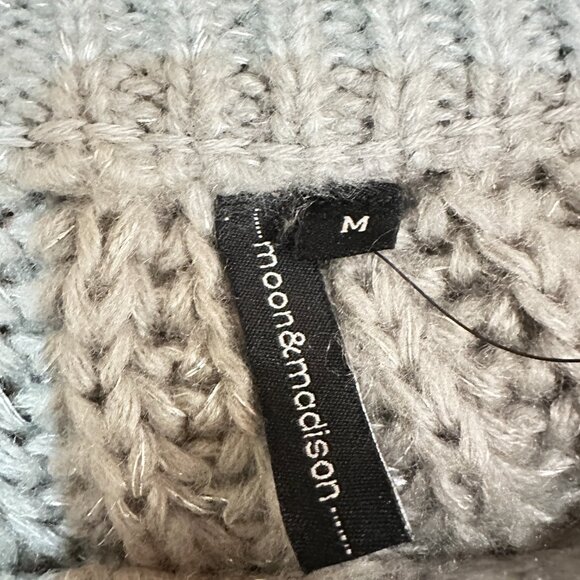 Moon & Madison Knit Sweater Grey & Metallic Silver Cardigan Size M - Picture 7 of 10